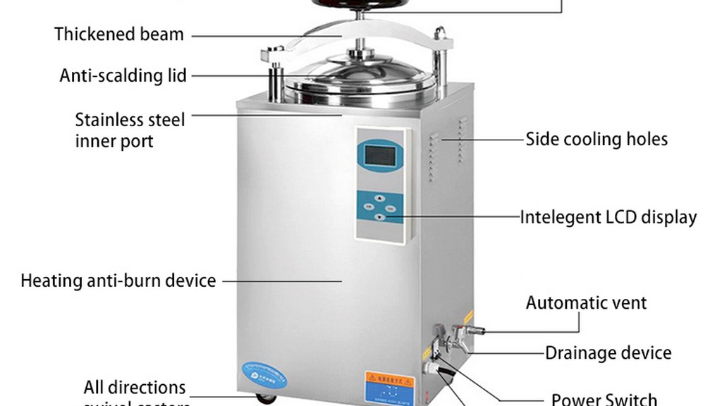 Dikey Paslanmaz Çelik Somun Kilitleme Mekanizmalı Otoklav